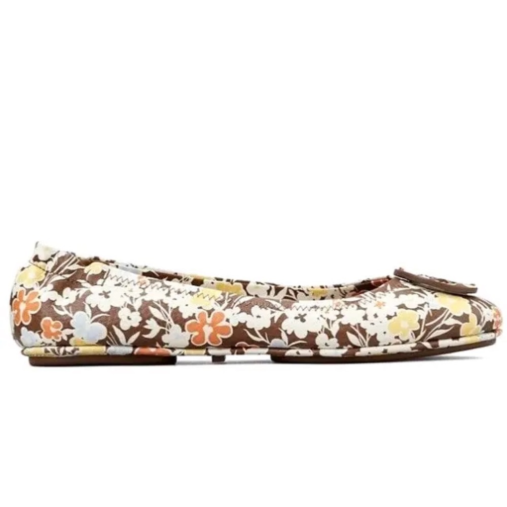 Tory Burch Floral Minnie Travel Ballet With Leather Logo NIB Reverie Combo Color - Picture 13 of 14